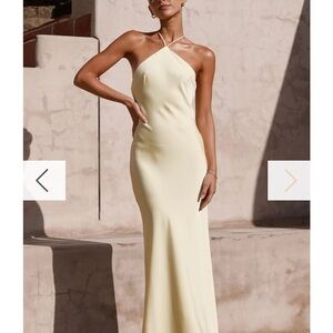 Elegant Cream Halter Dress